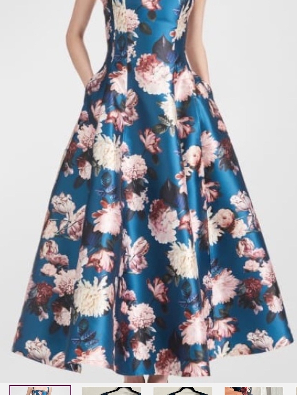 Sachin + Babi Teal Blue Floral A-Line Dress